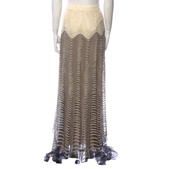 Roberto Cavalli Cream and Black Maxi Skirt fits 4/6 - Picture 3 of 12
